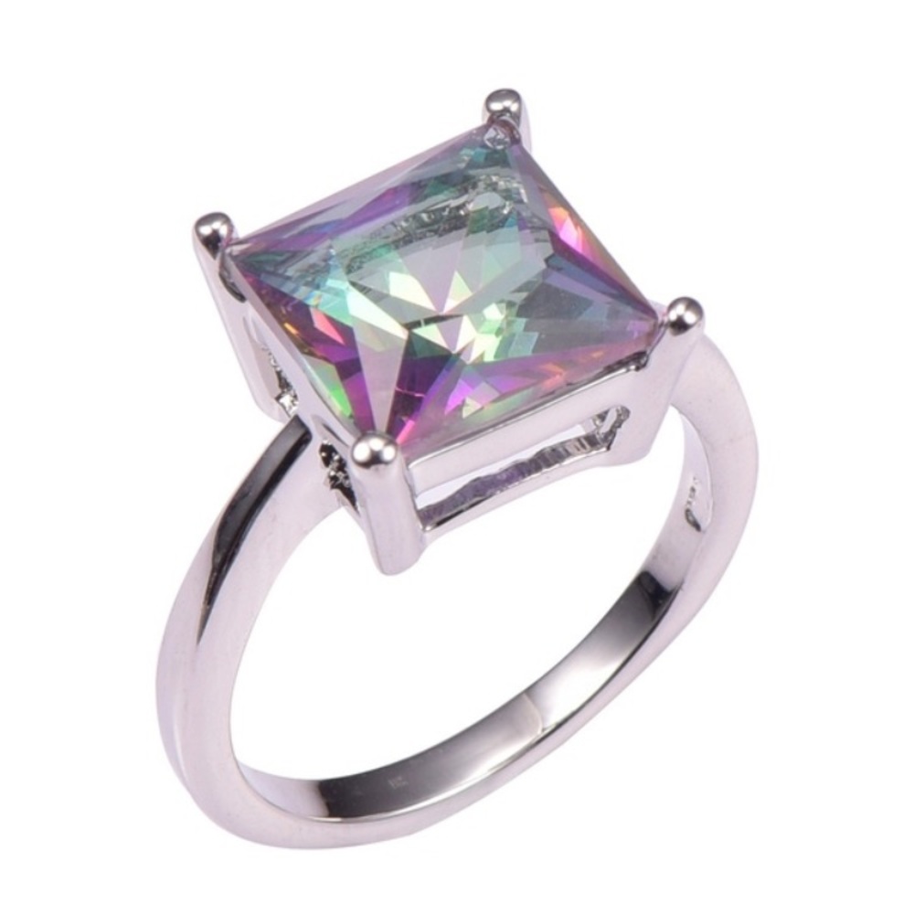 925 Sterling Silver- Rose Rainbow Topaz Ring- s7
